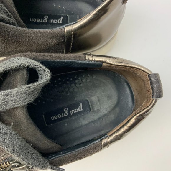 Paul Green Toby Zip And Lace Up Leather/Suede Sneakers Green Size 9 - Picture 15 of 16